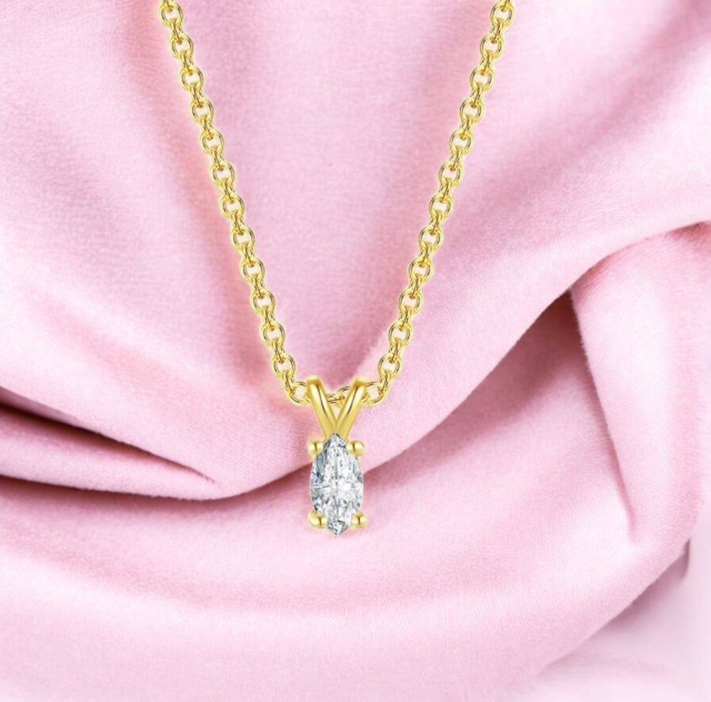 Solitaire Pendant with Gold Plated Chain