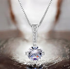 Silver Plated Solitaire Pendant Chain for Women & Girls, Cubic Zircon Pendant Locket (Silver)