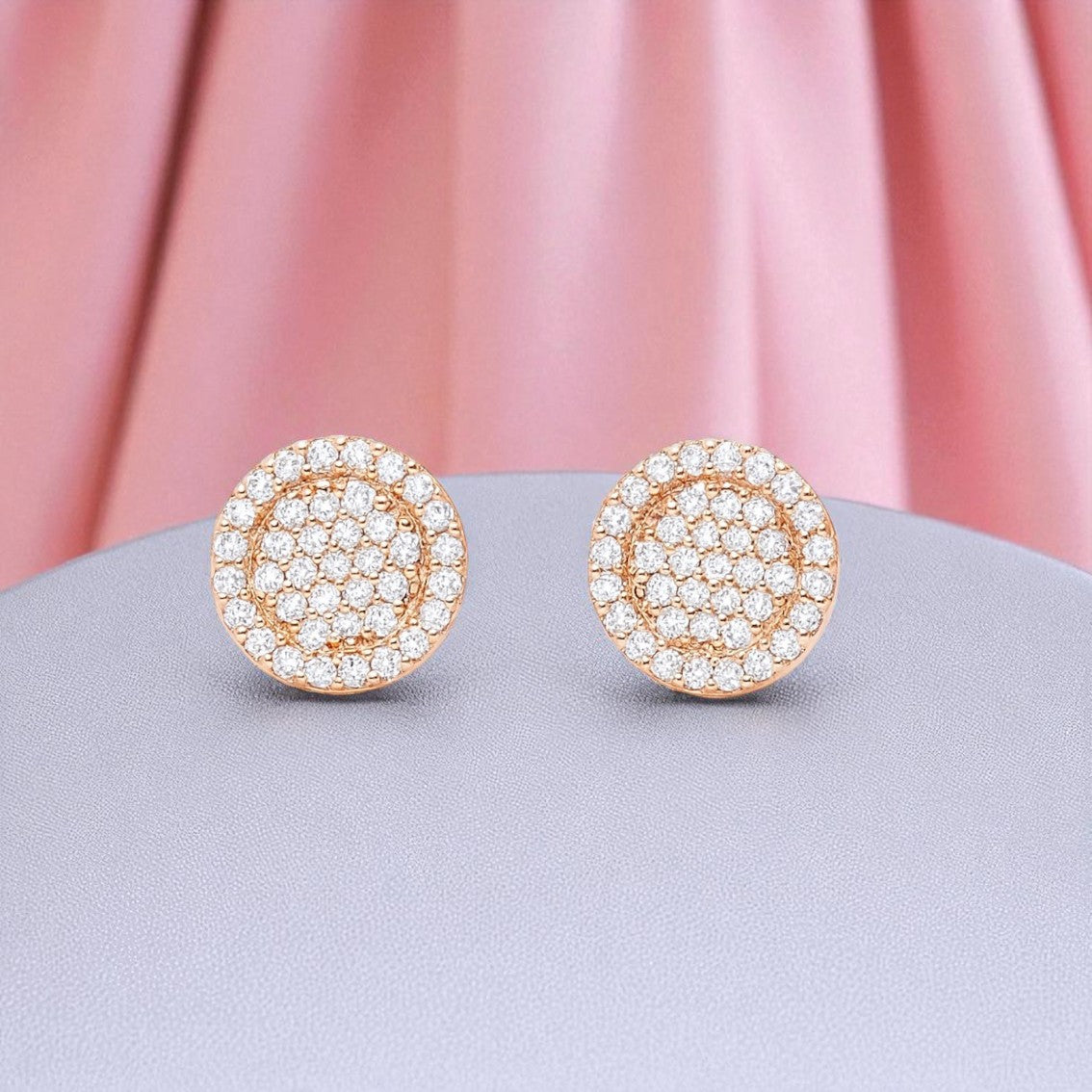 Nilu's Collection Rose Gold Plated American Diamond Stud Earrings for Women & Girls | Sparkle Studs | Office Wear | Anti- Tranish