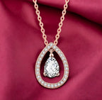 Rose Gold Plated White Cubic Zirconia Studded Pendant for Women with Link Chain, Jewellery Gifts for Women & Girls (Rose Gold)