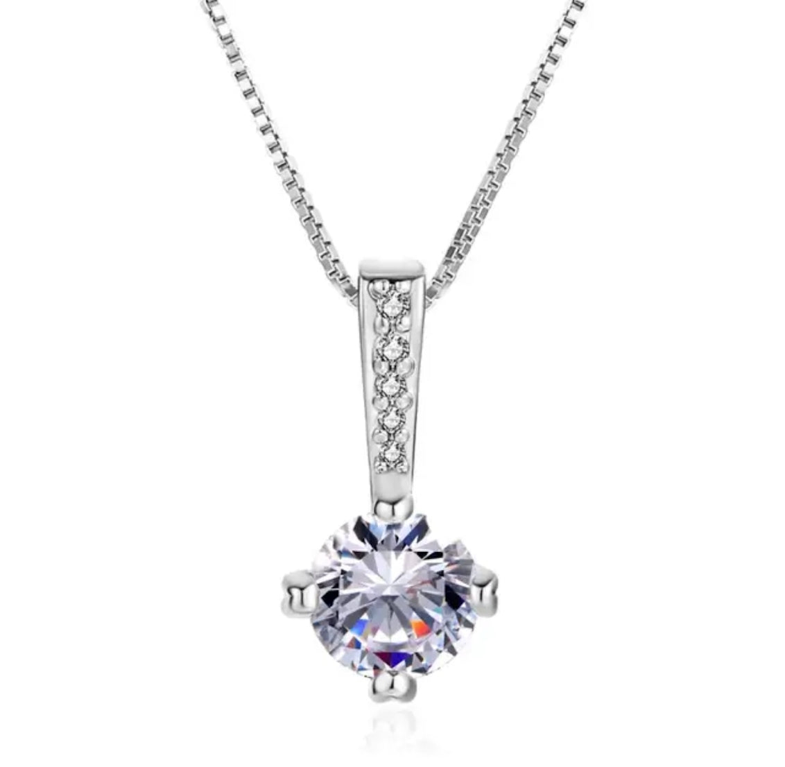 Rose Gold Plated Solitaire Pendant Chain for Women & Girls, Cubic Zircon Pendant Locket (Rose Gold)