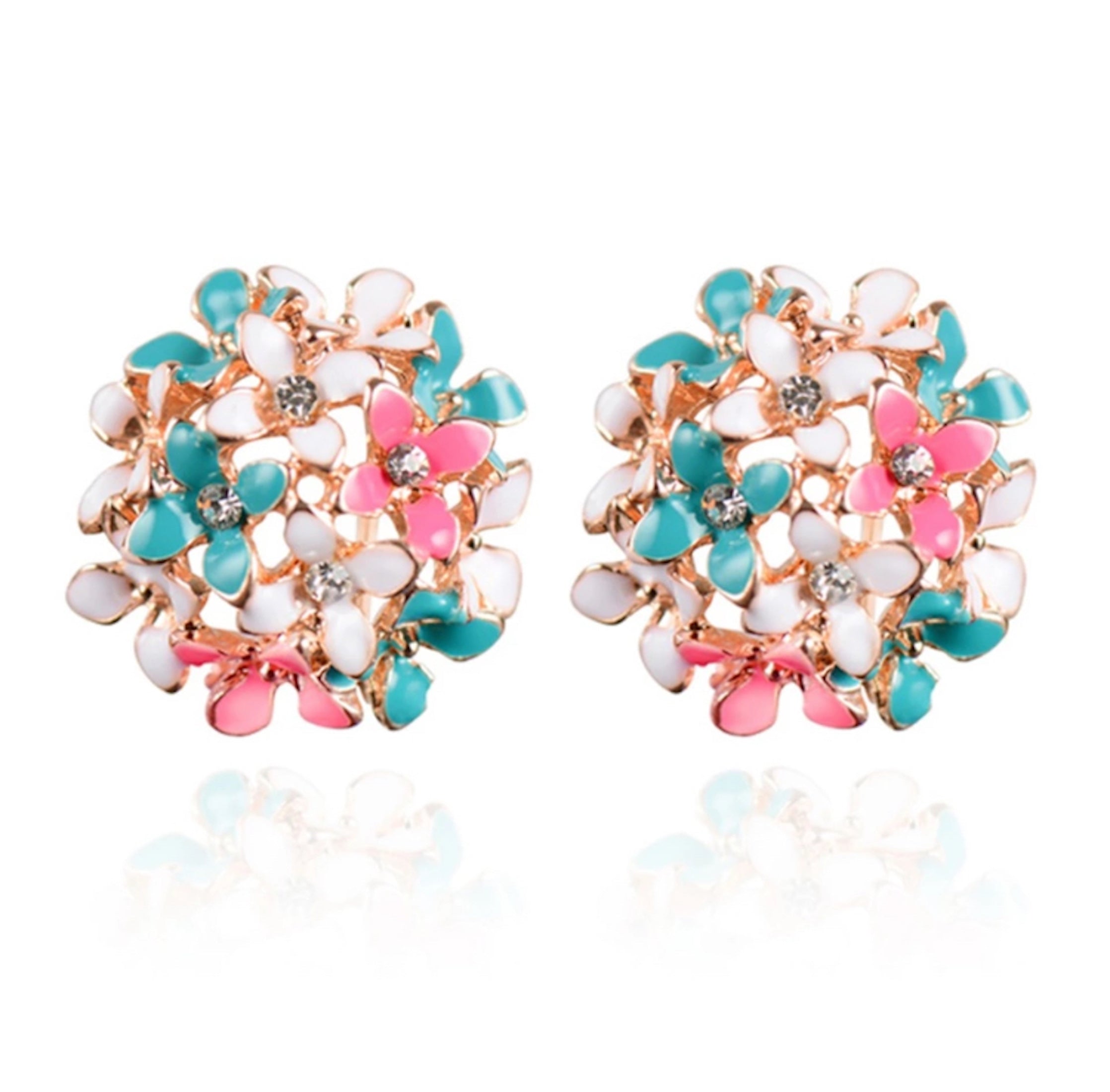 Crystal Four Leaf Clover Stud Earrings, Copper Tops Earrings for Women and Girls
