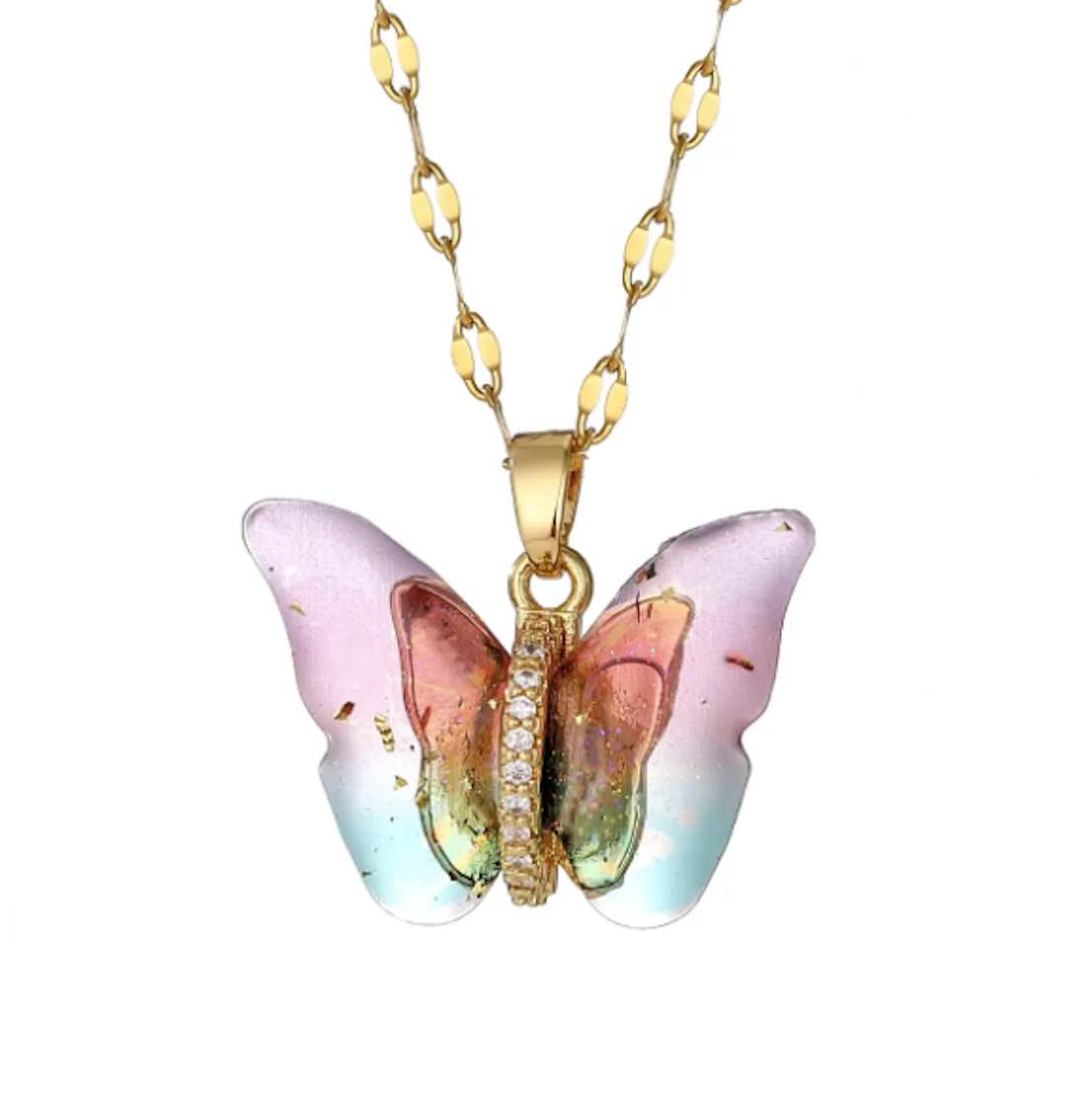 Elegant Silver Plated Butterfly Pendant with Link Chain| CZ Pendant Chain Necklace for Women & Girls (Silver)