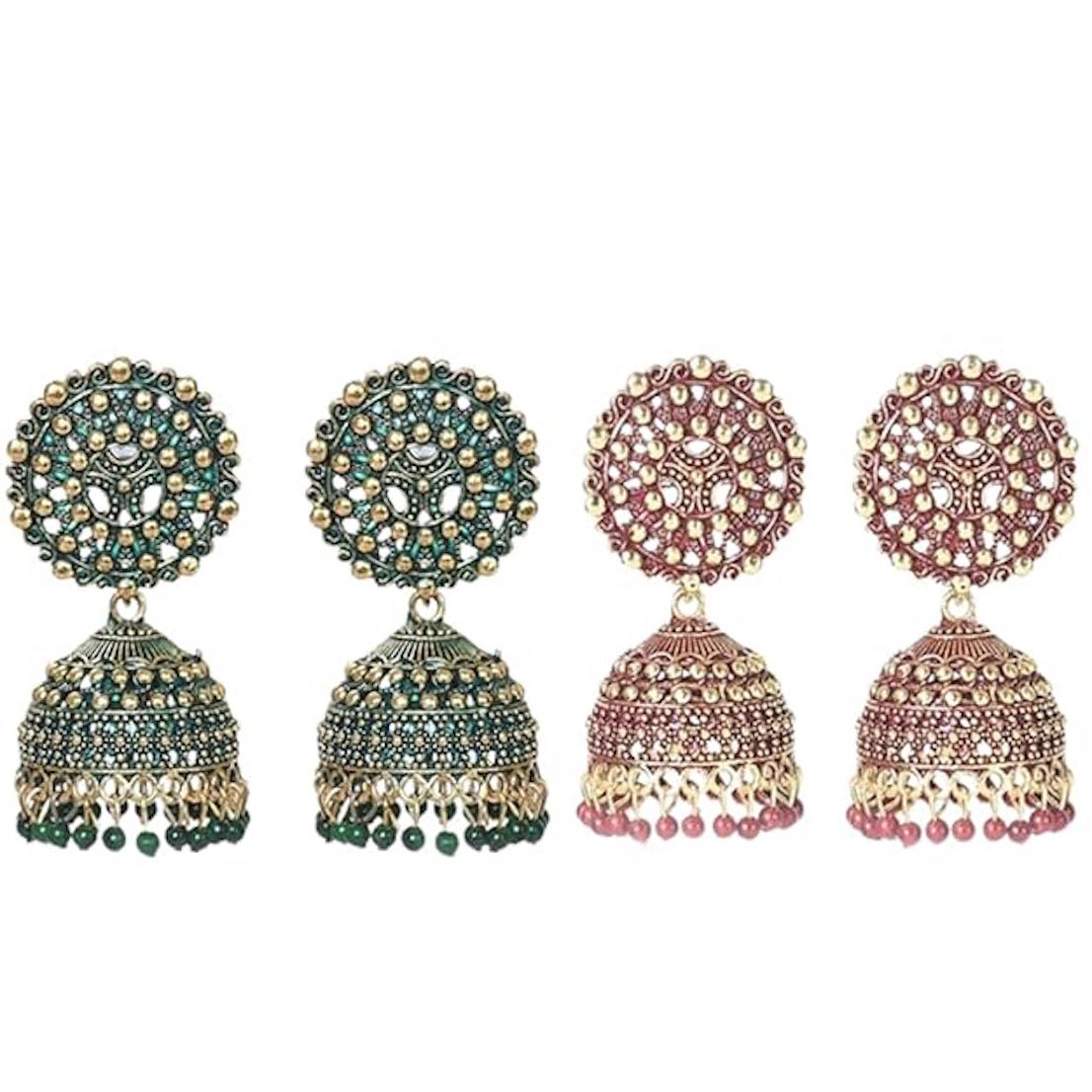 Ethnic Oxidised Jhumka Earring, Long Hangings Traditional Alloy Jhumki Earrings for Women & Girls