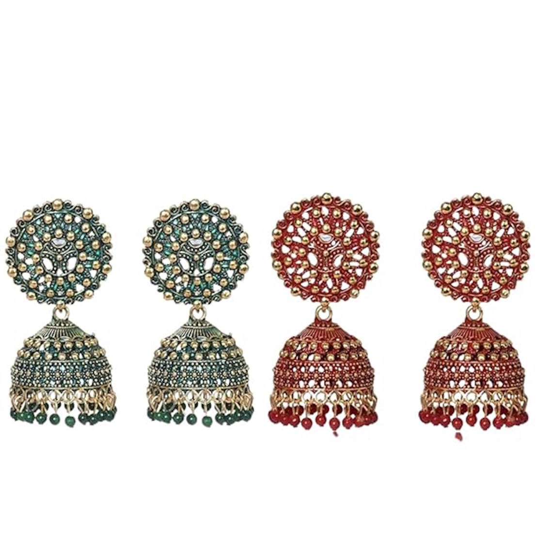 Ethnic Oxidised Jhumka Earring, Long Hangings Traditional Alloy Jhumki Earrings for Women & Girls
