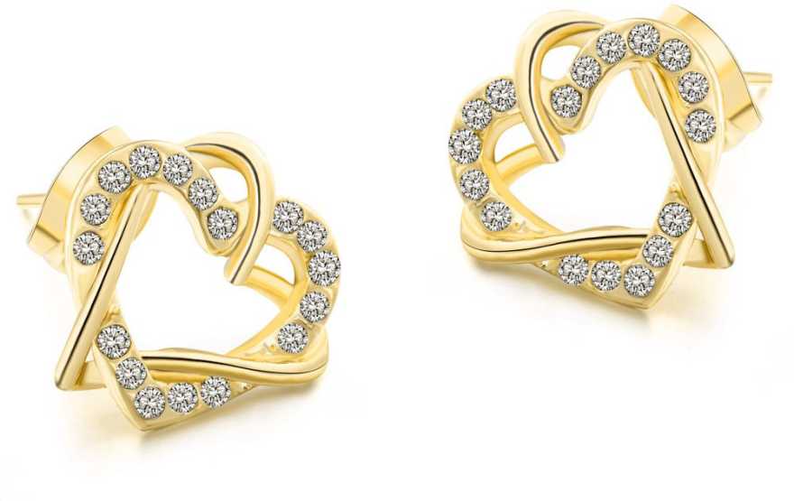 Multi Tone| Heart Shape Stud Earrings for Women and Girls, CZ Stone