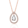 Rose Gold Plated White Cubic Zirconia Studded Pendant for Women with Link Chain, Jewellery Gifts for Women & Girls (Rose Gold)