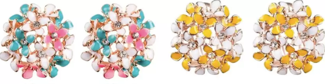 Crystal Four Leaf Clover Stud Earrings, Copper Tops Earrings for Women and Girls