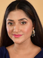 Elegant Gold Circle Earrings with Pearl Accent | gift for her | Gift For Women & girls