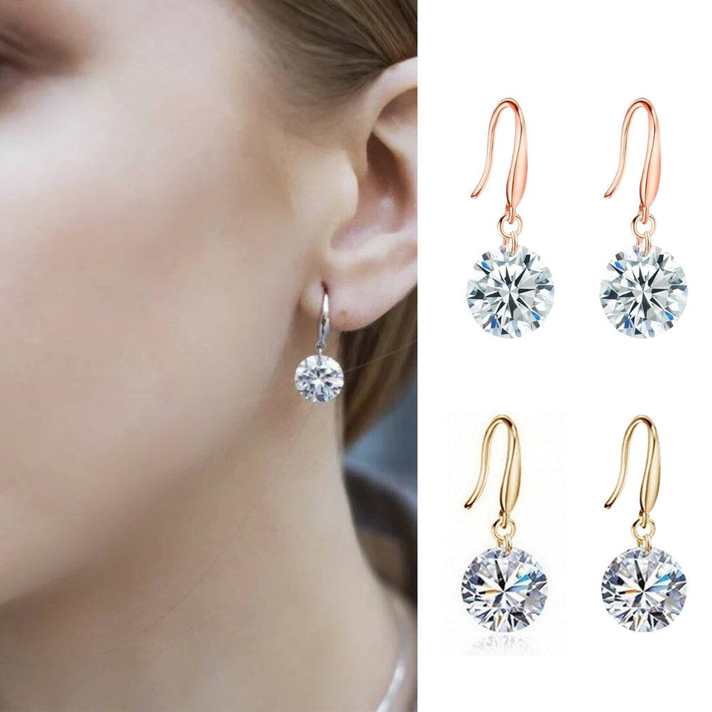 Minimalist Combo Solitaire Drop Earrings