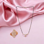 Premium Quality American Diamond Mangalsutra with Rose Gold Plated Ring for Women