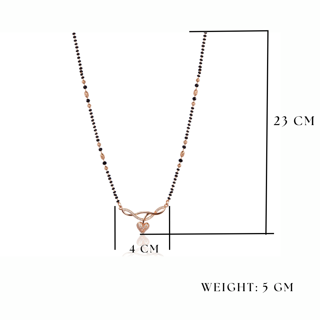 American Diamond Rose Gold Plated Designer Mangalsutra Pendant for Girls and Women (With Chain)