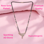 American Diamond Rose Gold Plated Designer Mangalsutra Pendant with chain for Girls and Women