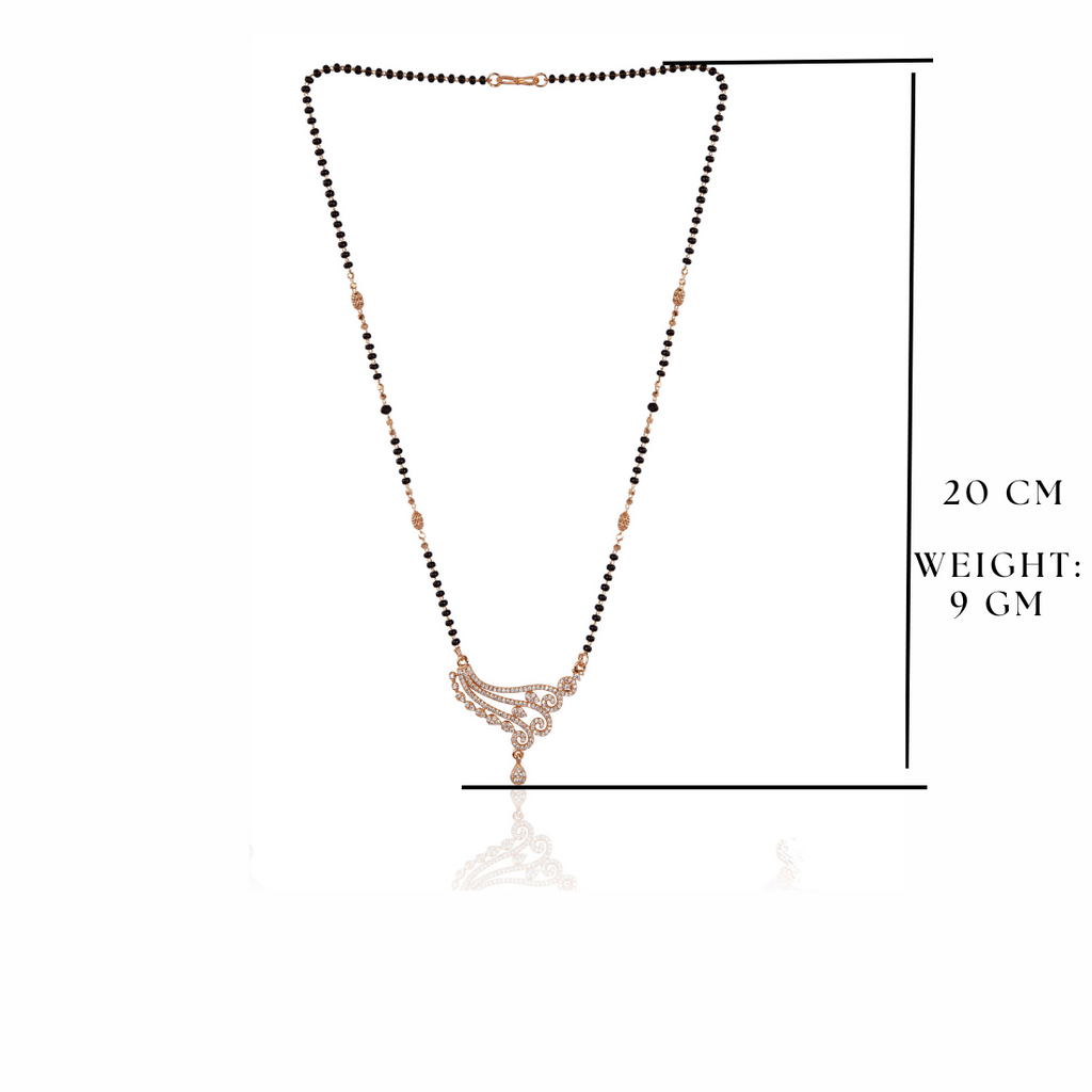 American Diamond Rose Gold Plated Designer Mangalsutra Pendant with chain for Girls and Women