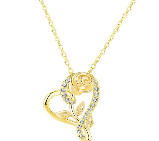 Rose Gold Floral Heart Pendant