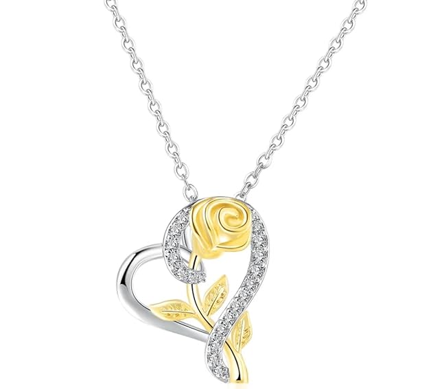 Rose Gold Floral Heart Pendant