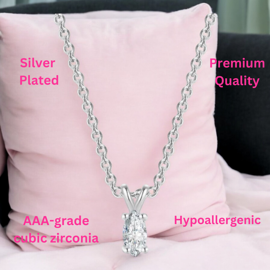Solitaire Pendant with Silver Plated Chain for Women