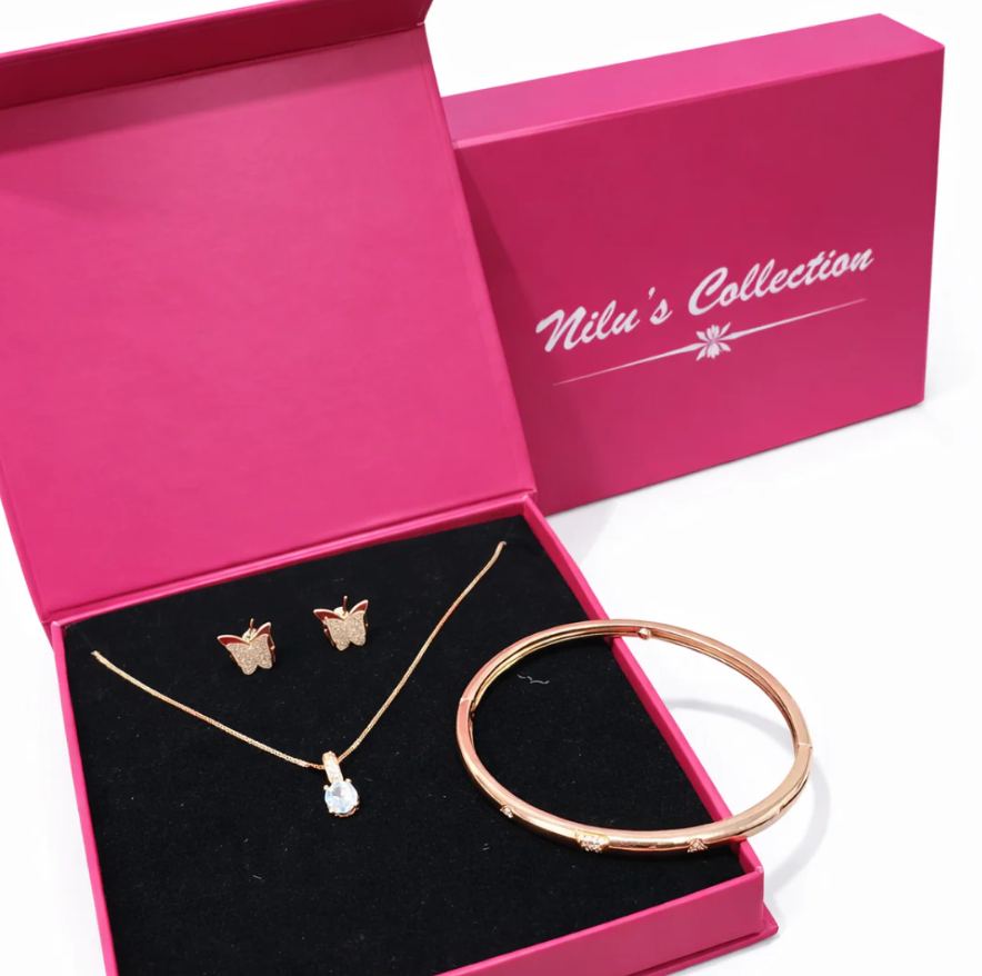 Cubic Zirconia Rose Gold Plated Pendant Necklace with Chain for Women & Girls, Gift Jewelry for Her