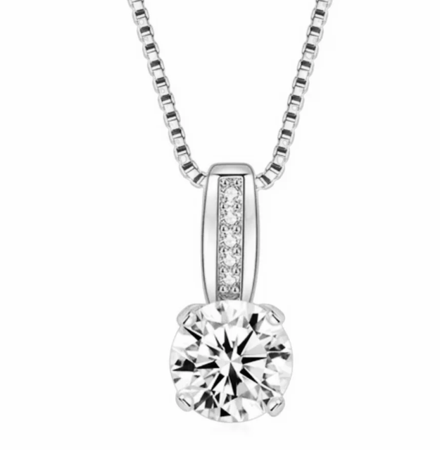 Cubic Zirconia Rose Gold Plated Pendant Necklace with Chain for Women & Girls, Gift Jewelry for Her
