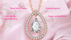 Rose Gold Plated White Cubic Zirconia Studded Pendant for Women with Link Chain, Jewellery Gifts for Women & Girls (Rose Gold)