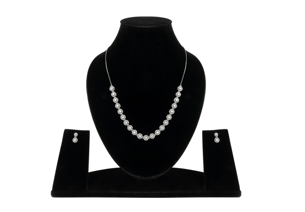 Rose Gold Plated AD Stone Necklace And Pair Of Earrings Jewelry Set for Women | Special Occasions, Wedding, Engagement, Dating | Anti Tarnish | Gift for Her