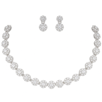 Silver Plated American Diamond Stone Studded | Anti Tarnish Jewellery Set for Women and Girls | Matching Earrings | Perfect for Weddings and Special Occasions