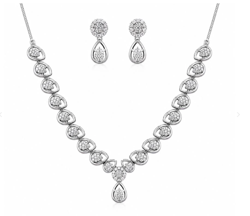 Rose Gold Plated Necklace With Matching Earrings
