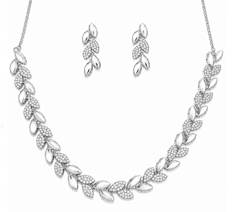 Rose Gold Plated Leaf Design Necklace Set