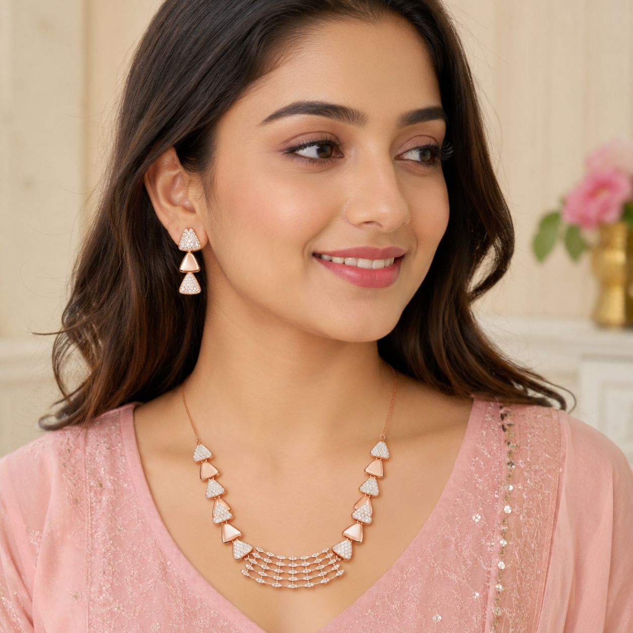 Rose Gold Jewellery Set For Women