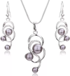 Platinum Plated Grey Simulated Pearl Fine African Beads Jewelry Set for Women Partywear Crystal Necklace EarringsJewel Set  (Pack of 1)