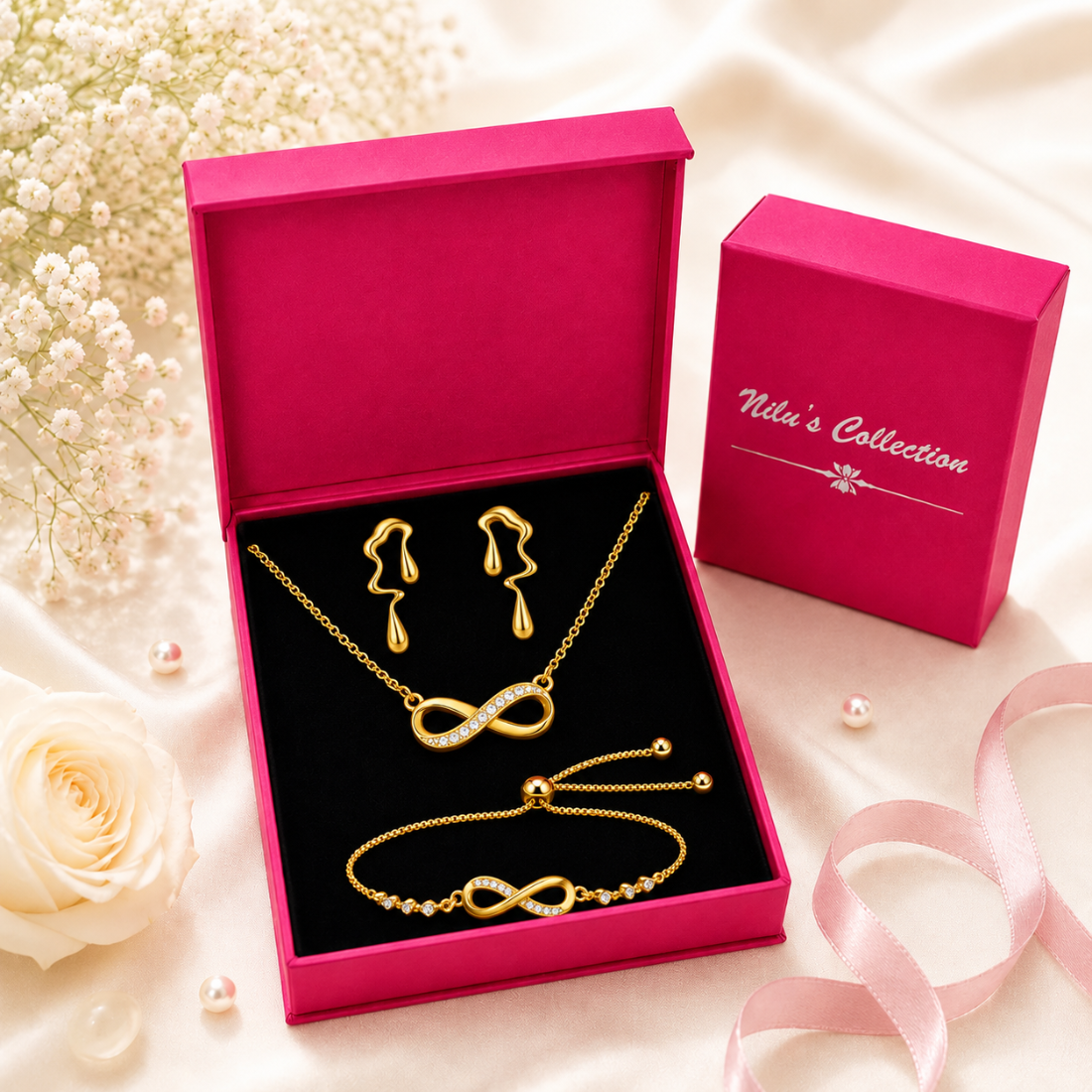 Infinity Love Jewellery Value Set for Girls|Anti Allergy| Anti Tarnish| Valentine Gift