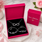 Silver Plated Infinity Love Pendant Bracelet Set