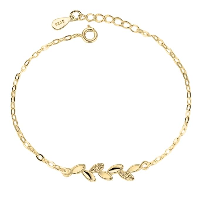 Sleek Silver Plated Leaf Bracelet