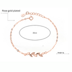 Rose Gold Plated Adjustable Leaf Charm Crystal Bracelet for Women & Girls