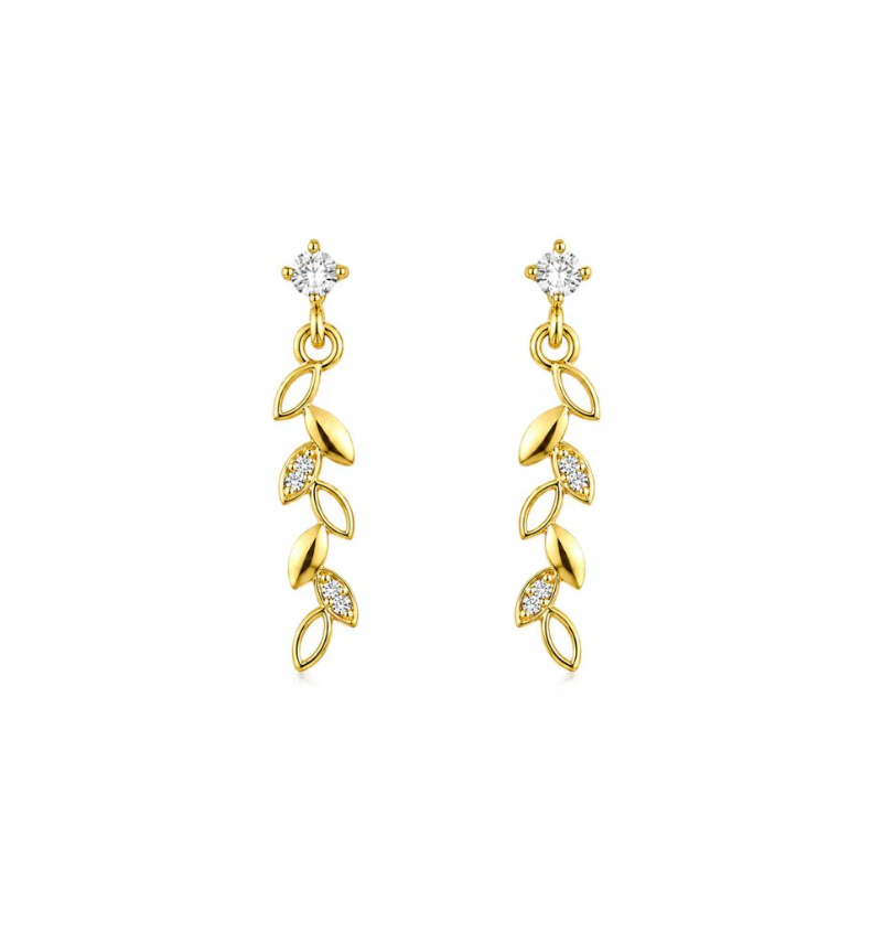 Rose Gold Leaf Drop Earrings