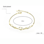 Double Heart Shape Gold Plated CZ Crystal Bracelet, Gift for Loved One, Valentine's Day Gift