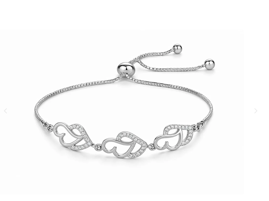 AD Studded Heart Shape Bracelet for Women, Stylish Rose Gold Plated Adjustable Bracelet, Valentine Gift for Girls