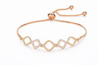 Rose Gold Plated American Diamond Adjustable Bracelet, Stylish Fashion Jewellery Gift for Girls & Women