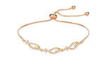 Rose Gold Plated American Diamond Adjustable Bracelet, Stylish Fashion Jewellery Gift for Girls & Women