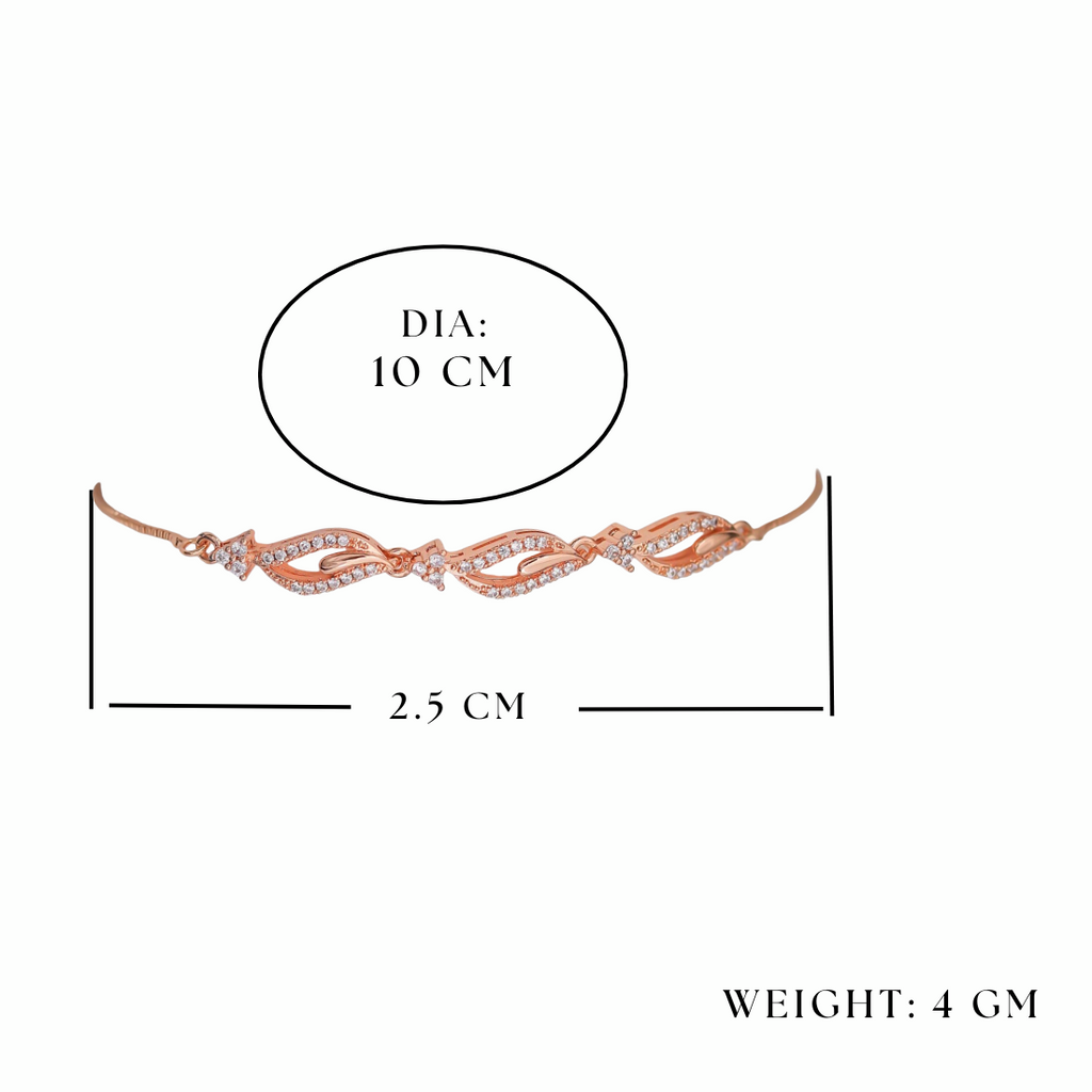 Rose Gold Plated American Diamond Adjustable Bracelet, Stylish Fashion Jewellery Gift for Girls & Women