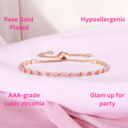 Rose Gold Plated Pink AD Tennis Bracelet
