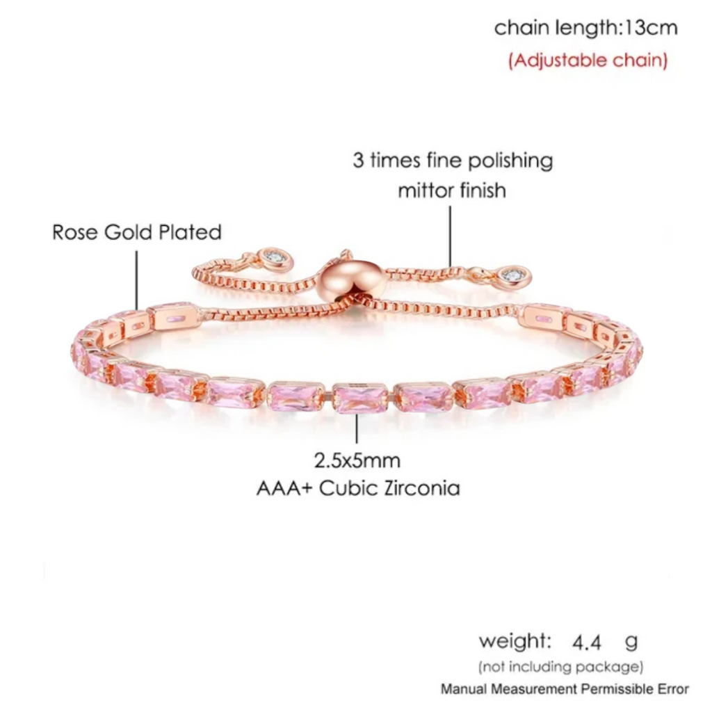 Rose Gold Plated Pink AD Tennis Bracelet
