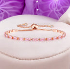 Rose Gold Plated Pink AD Tennis Bracelet