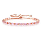 Rose Gold Plated Pink AD Tennis Bracelet