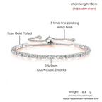 Tennis Bracelet| Silver Plated Cubic Zirconia Adjustable Bracelet| Stylish Fashion Jewellery Gift for Girls & Women (Silver-White)