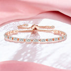 Tennis Bracelet | Rose Gold Plated Cubic Zirconia Adjustable Bracelet| Stylish Fashion Jewellery Gift for Girls & Women (White)