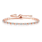 Tennis Bracelet | Rose Gold Plated Cubic Zirconia Adjustable Bracelet| Stylish Fashion Jewellery Gift for Girls & Women (White)