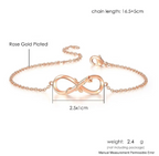 Rose Gold Plated Designer Infinity Shape Cubic Zirconia CZ Adjustable Chain Bracelet