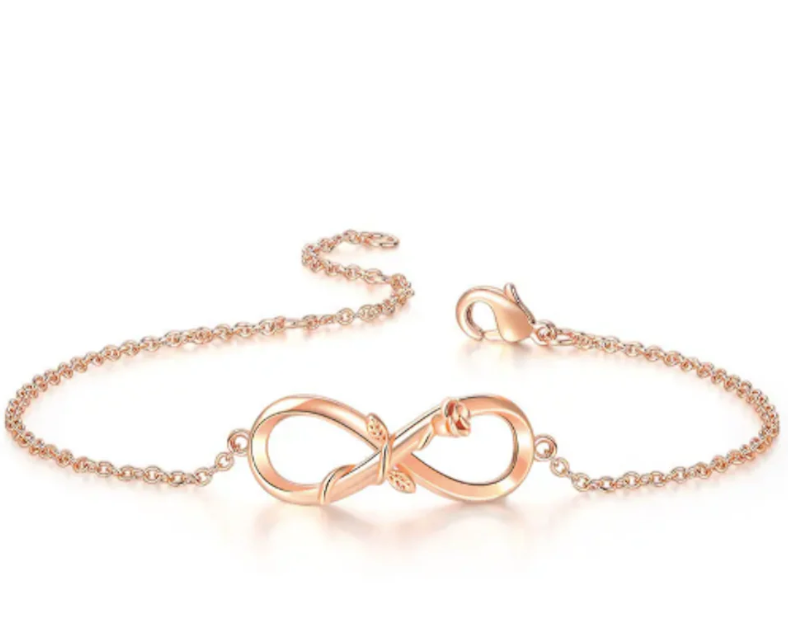 Silver Plated Designer Infinity Shape Cubic Zirconia CZ Adjustable Chain Bracelet