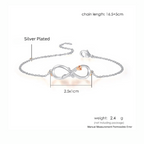 Silver Plated Designer Infinity Shape Cubic Zirconia CZ Adjustable Chain Bracelet